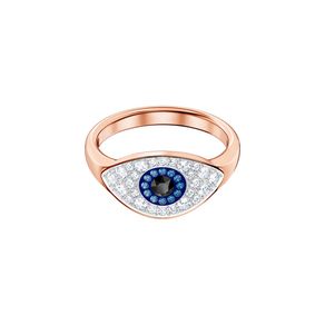 Inel Symbolic Evil Eye, albastru, placat cu aur roz - 52