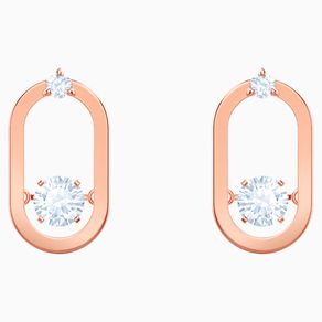 Cercei Sparkling Dance Oval Studs, albi, placati cu aur roz