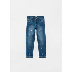 Pantaloni denim slim fit cu broderie - 3-4 ani