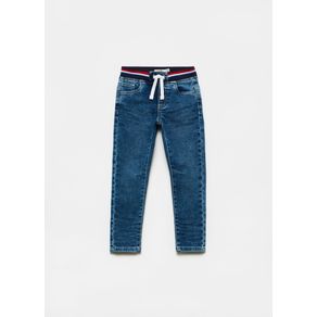 Pantaloni denim 5 pockets cu talie elastica - 6-7 ani